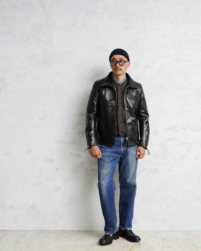 Y’2 LEATHER ワイツーレザー PR-65 VINTAGE HORSE LIGHT シングルライダースジャケット ホースハイド MADE IN JAPAN【Cx】【T】｜レザージャケット メンズ アウター 革ジャン 本革 馬革_6