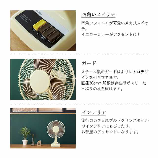 扇風機 レトロ扇風機 卓上扇風機 リビング扇風機 風量3段階 自動首振り レトロリビングファン Apk 4756の通販はau Pay マーケット The Voice