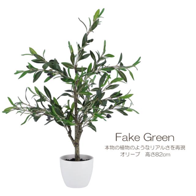 人工観葉植物 フェイクグリーン 高さ82cm オリーブ 観葉植物 インテリア 雑貨 室内 造花 植物 緑 鉢植え おしゃれ FGB-2689の通販は 6,190円