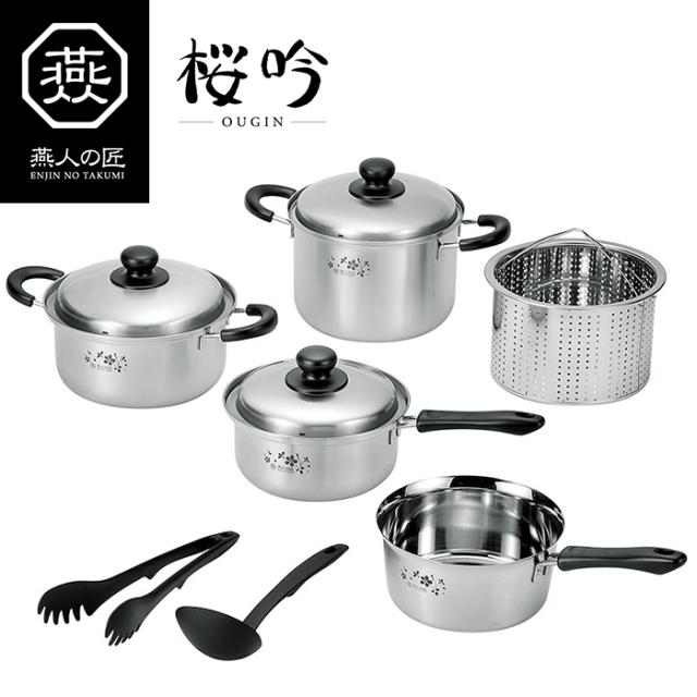 鍋 ステンレス セット 燕人の匠[桜吟] キッチンツール6点セット 調理道具 IH対応 鍋 セット ykm-0087の通販は 14,941円