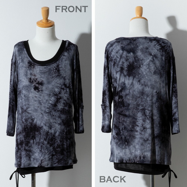 tシャツ メンズ 七分袖 アンサンブル ムラ染め 2枚セット T