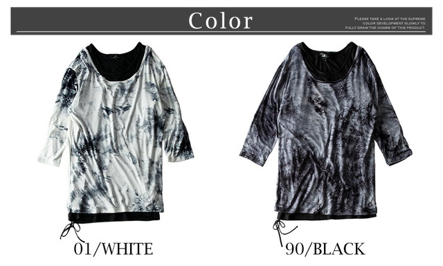 tシャツ メンズ 七分袖 アンサンブル ムラ染め 2枚セット T