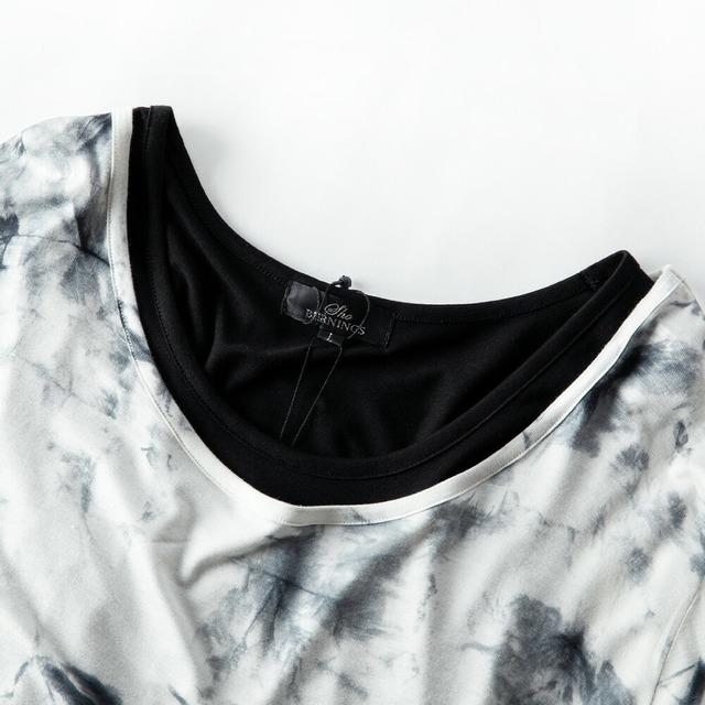 tシャツ メンズ 七分袖 アンサンブル ムラ染め 2枚セット T