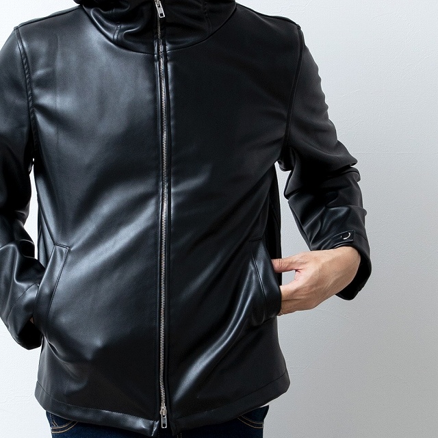 ライダースジャケット メンズ パーカー フェイクレザー 秋冬 アウター