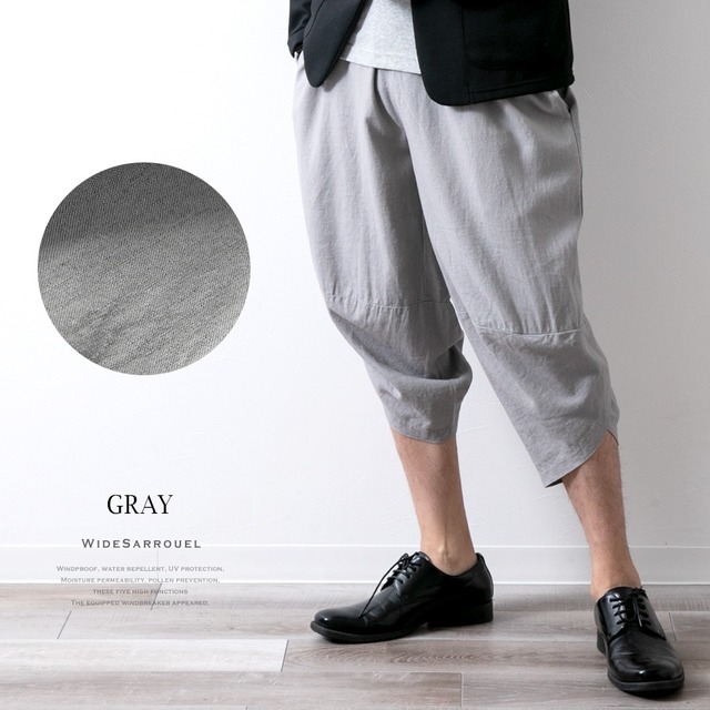 ババグーリ　リネンワイドショートサルエルパンツ M 赤茶色 サルエルパンツ メンズ ワイド 麻 涼しい ゆったり ボトムス