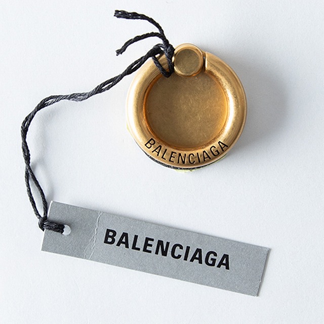 【未使用中古品】 BALENCIAGA バレンシアガ バンカーリング スマホリング ホールドリング スマホ アクセサリー 小物 プレゼント 贈り物 メンズ レディース ユニセックス 調整可能 ゴールド 金 656865