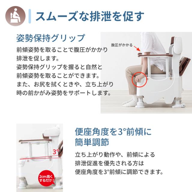 安寿 ポータブルトイレ FX-30 らくゾウくん 標準便座・快適脱臭 532-962　532-963 アロン化成 (介護 樹脂製 ポータブルトイレ 肘付き椅子) 介護用品_6