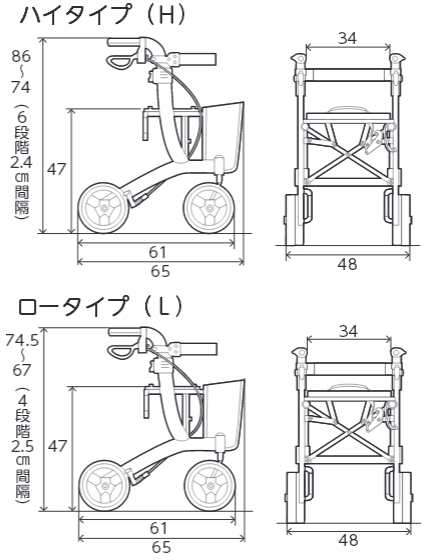 アロン化成 安寿 しぶい 歩行車 リトルターン ハイタイプ