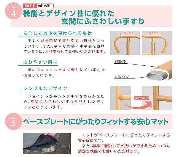 フラワーB ブルーグレイ 玄関用ベストサポート手すり 片手すり / 626