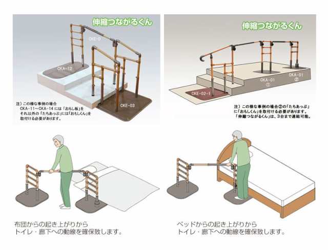 伸縮つながるくん CKE-D 矢崎化工 手すり 室内 転倒防止 介護用品