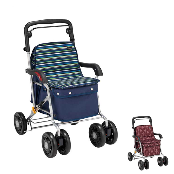 シルバーカー マイン MNB-01SN　MNB-01RD マキテック 手押し車 ショッピングカート 折りたたみ 座れる 歩行補助 買い物 ショッピングカー 介護 介護用品