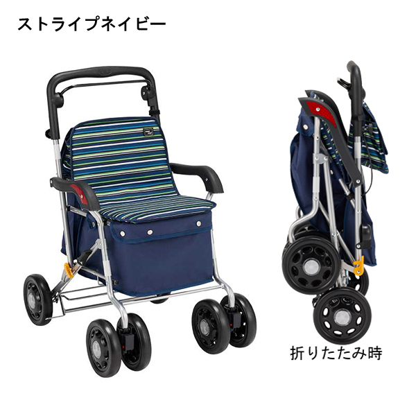 シルバーカー マイン MNB-01SN　MNB-01RD マキテック 手押し車 ショッピングカート 折りたたみ 座れる 歩行補助 買い物 ショッピングカー 介護 介護用品_1