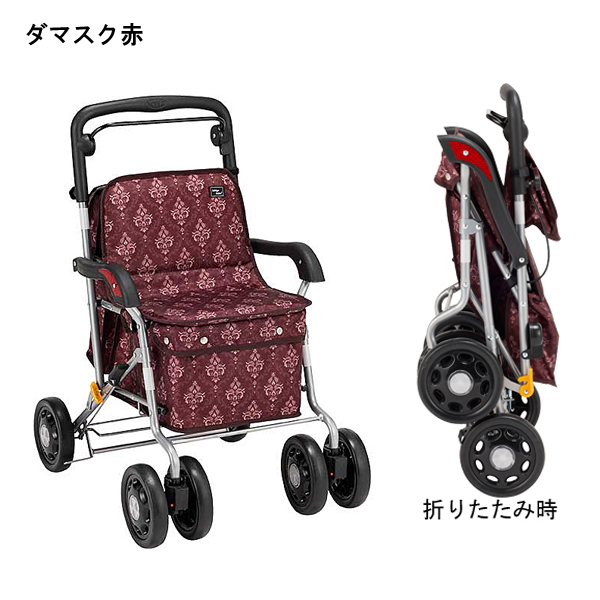 シルバーカー マイン MNB-01SN　MNB-01RD マキテック 手押し車 ショッピングカート 折りたたみ 座れる 歩行補助 買い物 ショッピングカー 介護 介護用品_2
