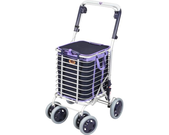 ショッピングカート ユーバ産業 アルミワイヤーカート A-0245 手押し車 買い物キャリー カート 介護用品_1