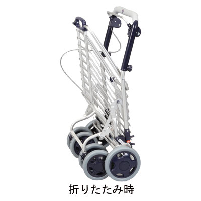 ショッピングカート ユーバ産業 アルミワイヤーカート A-0245 手押し車 買い物キャリー カート 介護用品_4