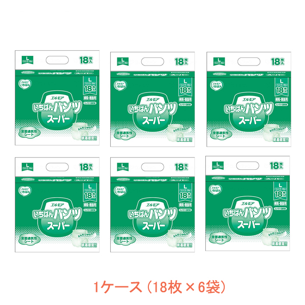 1ケース G エルモア いちばんパンツ スーパー L 452101 1ケース 18枚×6袋 カミ商事 介護 おむつ 紙パンツ 介護用品