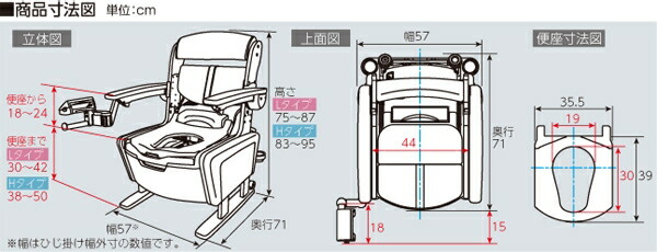 アロン化成 安寿 家具調トイレAR-SA1 シャワピタ はねあげH　533-816 (温水シャワー付きポータブルトイレ 家具調トイレ) 介護用品_3