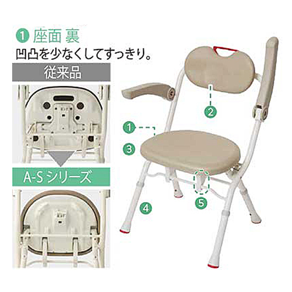 シャワーチェア 介護用風呂椅子 アロン化成 安寿 折りたたみシャワーベンチ A-S 536-040 536-041 536-042 536-043 アロン化成 介護 介護用品_3