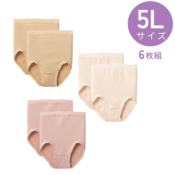 はき込み深め ごろつきにくい レディース ショーツ 6枚組 ワコール フィットショーツ 6枚 ベージュセット 5L ヒップ：112〜120cm デイリーショーツ まとめ買い 介護下着 介護 下着 介護用品