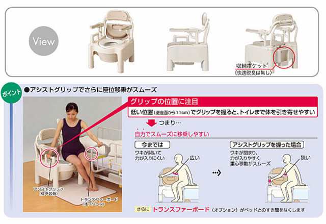 一部予約 オアシスMSC安寿ポータブルトイレ FX-CP 肘掛け跳ね上げ 標準