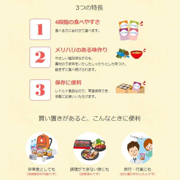 おかず　介護食　容易にかめる　マーケット　まごころショップ　マーケット－通販サイト　au　介護用品専門店　レトルト　介護用品　キユーピー　やわらか食　手軽　PAY　栄養補助　PAY　介護食品　介護用品の通販はau　区分1　やさしい献立1