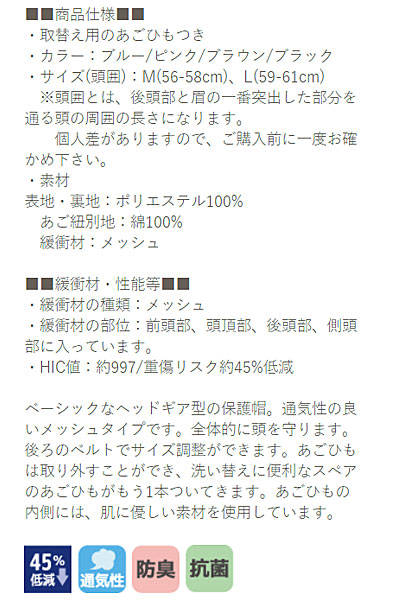 アボネットガード Aタイプ 浅型タイプ メッシュ 2073 特殊衣料 保護帽 転倒 衝撃 介護用品_3
