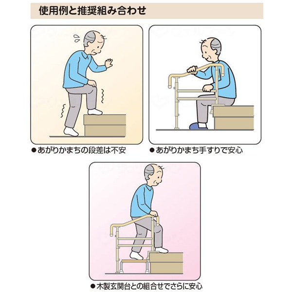 アロン化成 上がりかまち用手すりS-950L 531-022玄関用手すり 段差用手すり がっしり固定タイプの固定板 介護用品