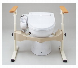 安寿 洋式トイレ用フレーム SUS-はねあげＲ-2 533-068 プラスチック製ひじ掛け アロン化成 トイレ用手すり 介護用品_1