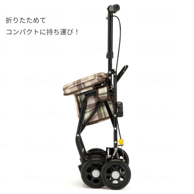 座れる シルバーカー 軽量 コンパクト スリムムーヴ マキテック ショッピングカート おしゃれ 折りたたみ 高齢者 老人 手押し車 介護用品_3