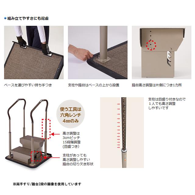 パナソニック エイジフリー 歩行サポート手すり スムーディ ステップサポート 両手すり 踏み台2段 XPN-L80656 介護 介護用品