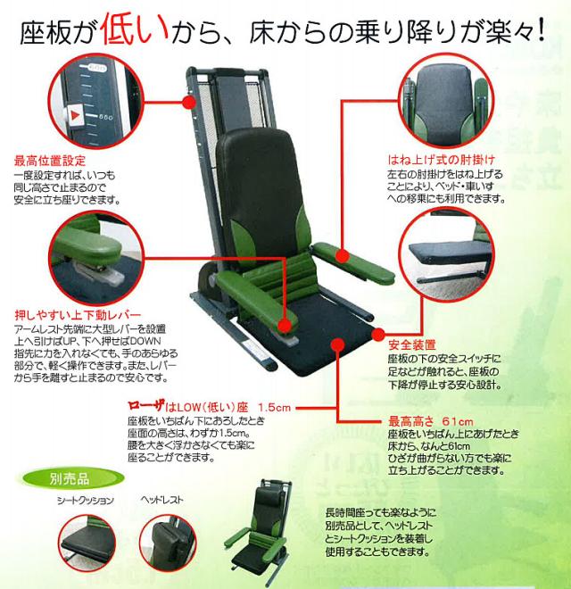 代引き不可 独立宣言 ローザ コンパクトシート DSRS-C コムラ製作所 電動 介護 椅子 立ち上がり 楽 椅子 立ち上がり補助 介護用品_4