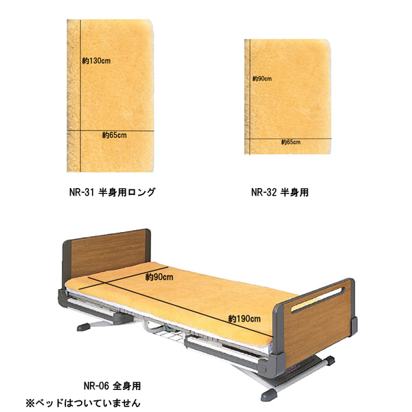 ナーシングラッグ NRベッドシーツ 65×130cm　NR-31 半身用ロング ウェルファン 羊毛 ベッド シーツ 体圧分散 介護用品_2