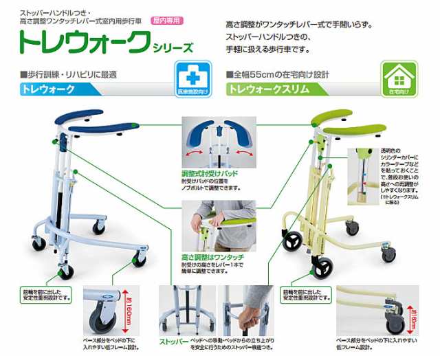 代引き不可 トレウォークスリム 日進医療器 介護 歩行車 室内 介護用品