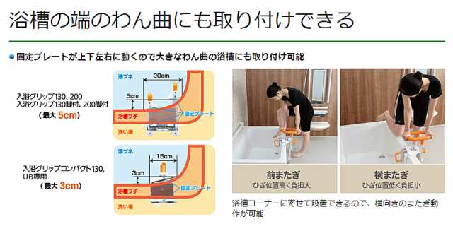 入浴グリップ ユクリア ユニットバス専用コンパクト200脚付S PN-L12314