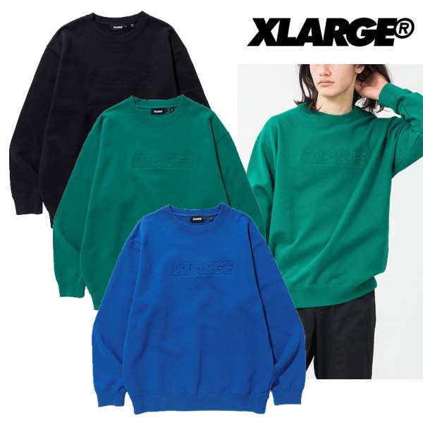 エクストララージ スウェット トレーナー メンズ Xlarge Embossing Standard Logo Crewneck Sweat ブラック グリーン ブルー M L Xl 1012の通販はau Pay マーケット Spoon