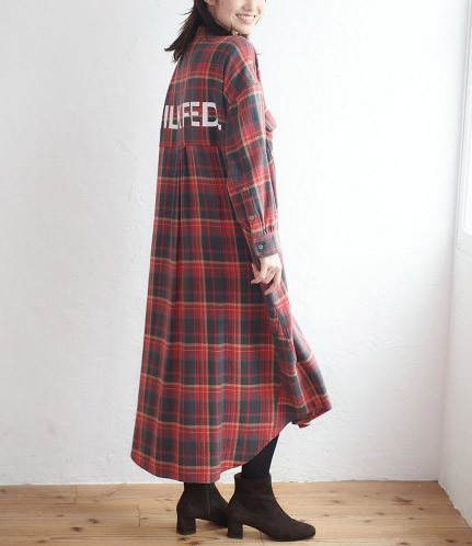 ミルクフェド Milkfed ワンピース ドレス シャツワンピ Back Logo Plaid Shirt Dress グレー グリーン ネイビー の通販はau Pay マーケット Spoon