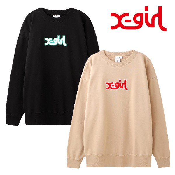 エックスガール X Girl スウェット トレーナー クルーネック レディース Patched Mills Logo Crew Sweat Top ブラック ベージュ M L 1052の通販はau Pay マーケット Spoon