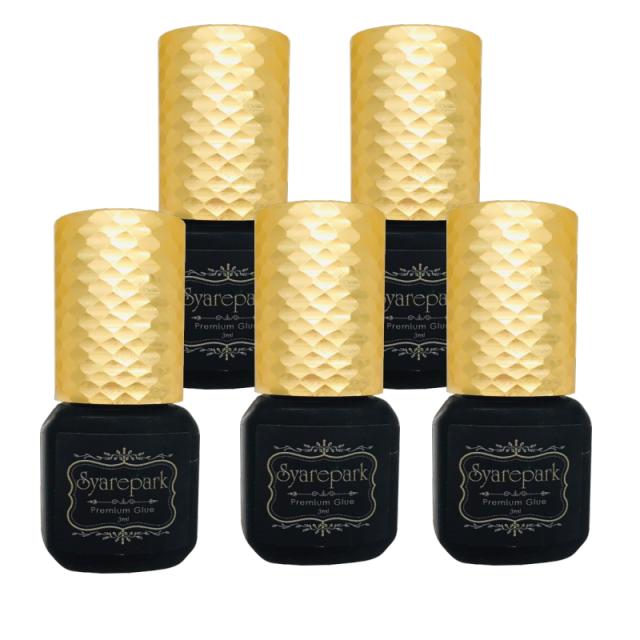 5本セット ゴールド  完全プロ仕様 超速乾 まつ毛 エクステ グルー マツエク エクステ グルー 長持ちプログルー 人気グルーSyarepark Premium Glue 3mlの通販は