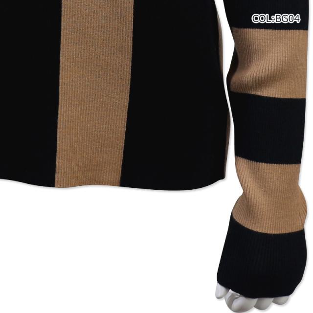 LANVIN SPORT (ランバン)黒白ストライプゴルフニットセーター LANVIN SPORT (ランバン)黒白ストライプゴルフニットセーター