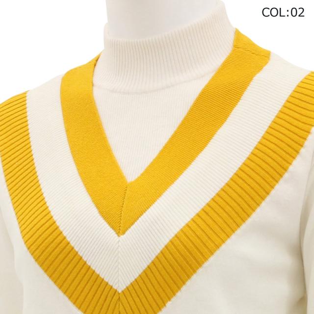 WAAC ワック 072334761 レディース セーター Vネック切替