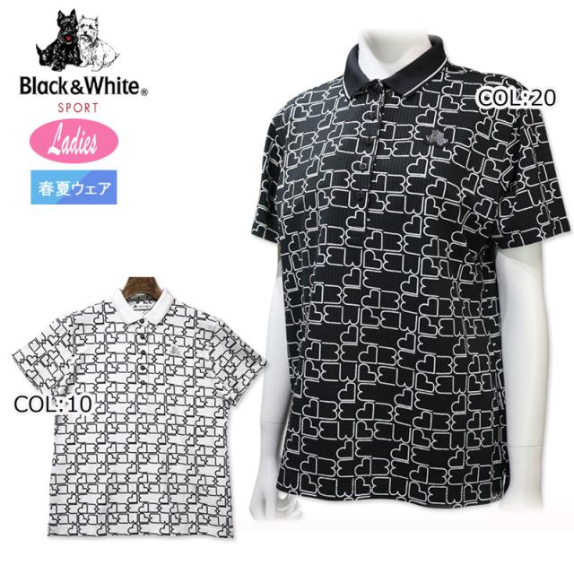 2024年春夏モデル ブラック＆ホワイト Black&white BLS9624YC レディース シャツ 半袖 ゴルフウェア スポーツウェア 春夏秋の通販は