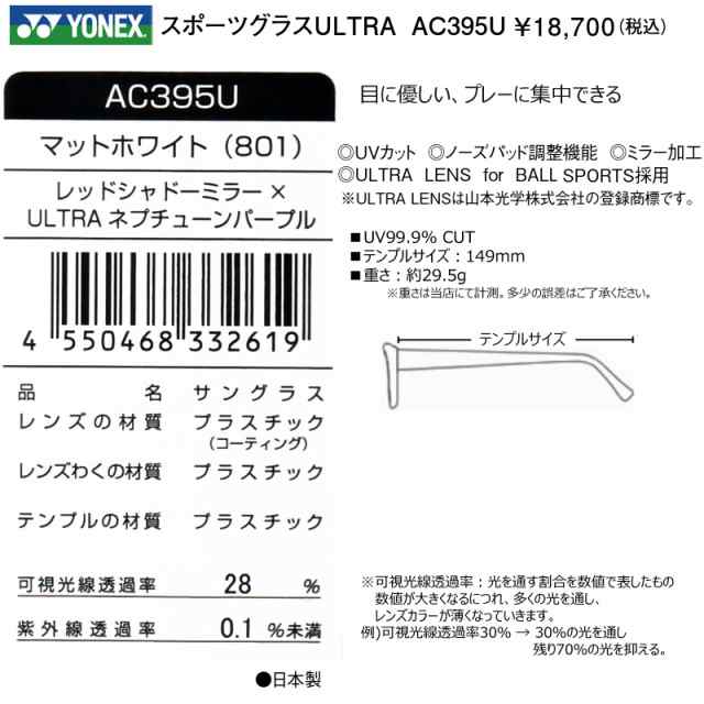 ヨネックス(YONEX) スポーツグラス ULTRA AC395U サングラス UV99.9 ...