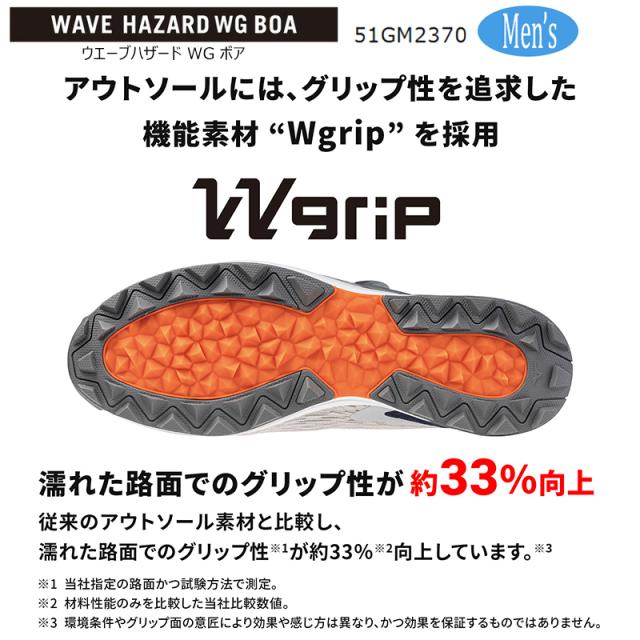 ミズノ(MIZUNO) 51GM2370 2023 ウエーブハザード WG ボア メンズ スパイクレス ゴルフ シューズ (オフホワイトxネイビー) WAVE HAZARD WG BOA_4