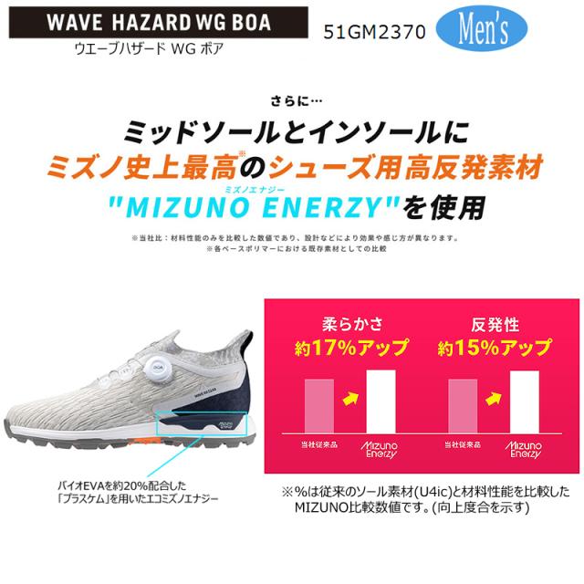 ミズノ(MIZUNO) 51GM2370 2023 ウエーブハザード WG ボア メンズ スパイクレス ゴルフ シューズ (オフホワイトxネイビー) WAVE HAZARD WG BOA_5