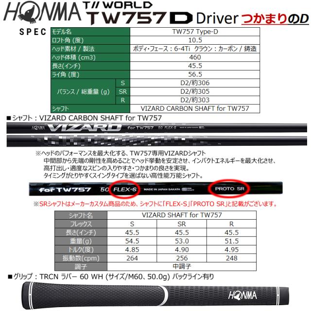 本間ゴルフ (ホンマ/HONMA) ツアーワールド (T//WORLD) 2022 TW757 Type-D ドライバー (10.5°/±1°) 右用 TW757専用 ヴィザード カーボンシャフト_5