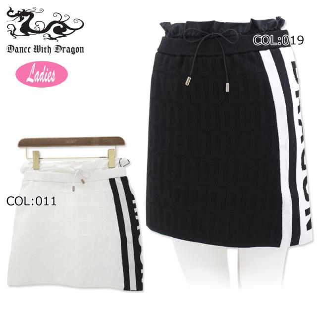 ダンスウィズドラゴン Dance With Dragon D2-452321 レディース ニットスカート ロゴジャガード ウエストゴム サイドロゴ ゴルフウェア スポーツウェア 春夏秋冬