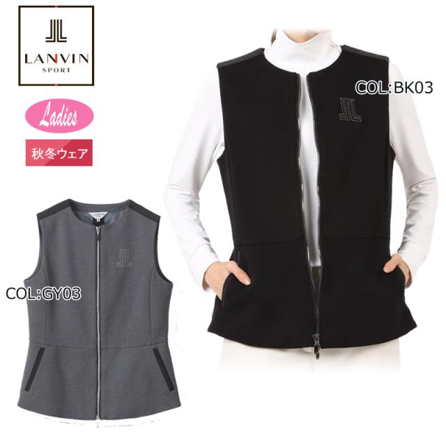 ランバン LANVIN VG4FVE40L レディース ノーカラー アウター ベスト ブルゾン HEAT NAVI裏地使用 ゴルフウェア スポーツウェア 秋冬