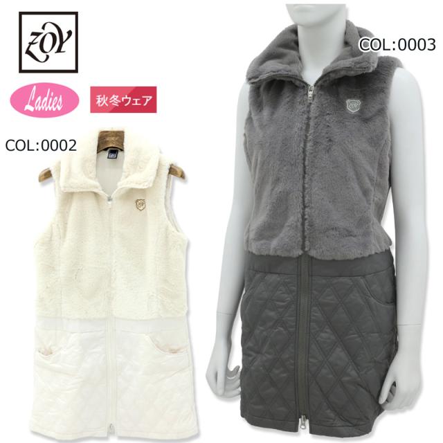 ゾーイ ZOY 071644513 レディース ワンピース 中綿 ロング丈ベスト ゴルフウェア スポーツウェア 秋冬