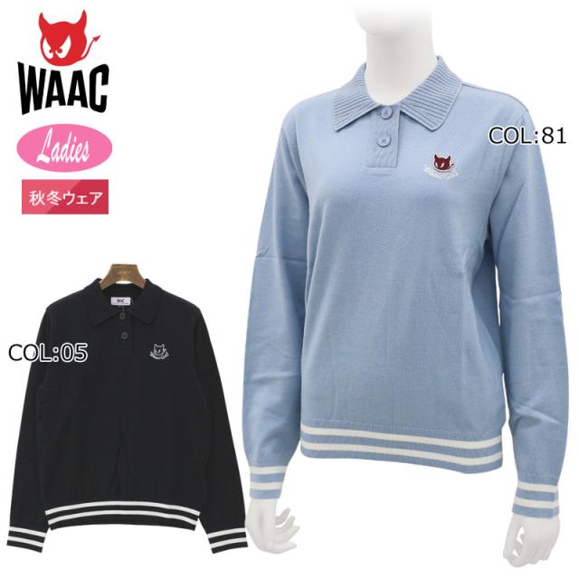 WAAC ワック 072344750 レディース セーター 襟付き プルオーバー ニット ゴルフウェア スポーツウェア 秋冬