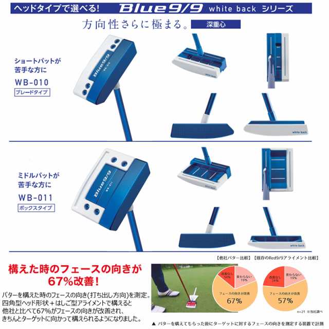 キャスコ(Kasco) '21 Blue9/9 ホワイトバック パター 34インチ 右用 アオパタ WB-010(ブレード)、WB-011(ボックス)  Blue9/9 オリジナル ｜au PAY マーケット